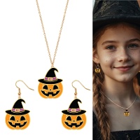 Kürbis Ohrringe und Halskette Set