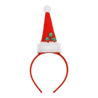 Weihnachtsmannmütze-Stirnband mit Stechpalme