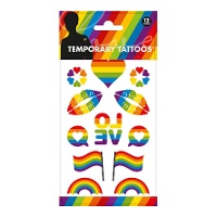 Sortierte Pride-Temporärtattoos - 1 Blatt