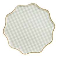 Vintage karierte Teller, 23 cm - 6 Stück