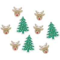 Rentier- und Weihnachtsbaum-Oblaten - 9 Stück