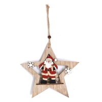 Weihnachtsmann-Stern-Anhänger aus Holz 18 cm