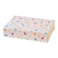 Geschenkbox 23,5 x 16 x 5 cm mit Blumen- und Eiermotiv