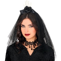 Handreif mit schwarzer Blume und Schleier