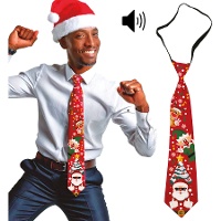 Weihnachtliche Krawatte mit Figuren und Musik