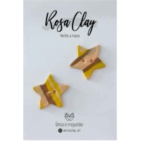 Rosa Clay Sternknöpfe in Senfgelb und Erdfarben mit 2,8 cm Durchmesser - 2 Stück