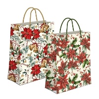 Geschenktasche mit Weihnachtsblumen-Muster, 14 x 11,5 x 6,7 cm - 1 Stück