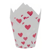Tulpenförmige Papierförmchen für Muffins - Valentinstag - Azucren - 50 Stück