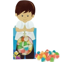 Tasche in Form eines Kommunionsjungen mit Wolken und gemischten Gummibonbons 48 g