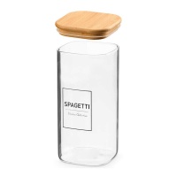 Borosilikatglas-Behälter 2,1 L mit Bambusdeckel für Spaghetti