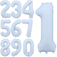 Nebelblauer Zahlenballon 86 cm - PartyDeco - 1 Stück