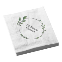 Servietten für meine erste Kommunion mit Blätterdesign - 8 Stück