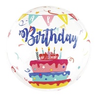 Transparenter Happy Birthday Tortenglobus