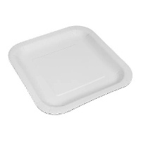 Weiße quadratische Pappteller, 20 cm - 100 Stück