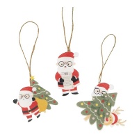 Fröhliche Weihnachtsmann-Anhänger - 3 Stück