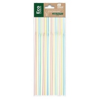 21 cm lange biologisch abbaubare flexible Trinkhalme mit Streifen - Honest Green - 50 Stück