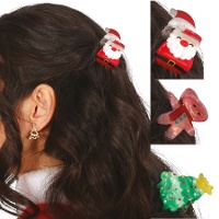 Weihnachtliche Haarspangen, sortiert, 3,5 cm - 3 Stück