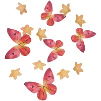 Mini-Blumen- und Schmetterlingswaffeln in Orange und Rosa - 30 Stück