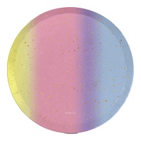 Pastellfarbene runde Teller mit Verlauf, 18 cm - 8 Stück