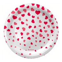Pappteller mit roten Herzen, Ø 18 cm - 8 Stück