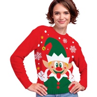 Weihnachtselfen-Pullover für Damen