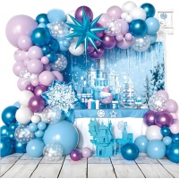 Blaue und lila Eisprinzessin Ballonset - 100 Stück
