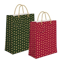 Geschenktasche mit Weihnachtssternen - 45 x 33 x 10 cm - 1 Stück