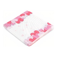 Servietten mit Herzmotiv auf weißem Hintergrund, 16,5 x 16,5 cm - 12 Stück