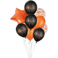 Halloween-Bouquet mit Spinnweben - 9 Einheiten