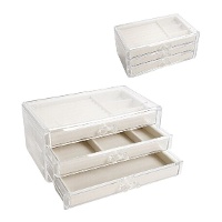 Transparentes Schmuckkästchen mit 3 Ebenen, Maße: 23,5 x 14 x 11 cm