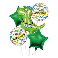 Rapper Dinosaurier Ballon-Bouquet - 5 Stück