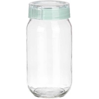 Glasgefäß mit 1 L Fassungsvermögen und grünem Deckel