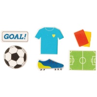 2D-Zucker-Dekorationen für Fußball-Cupcakes - 12 Stück