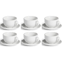 Porzellan Kaffeetasse mit Untertasse - 6er Set, 200 ml