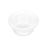 100 ml Soßentopf aus transparentem Kunststoff mit Deckel - 8 Stück.