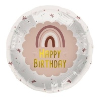 Happy Birthday Boho Regenbogen Ballon 45 cm - Folat