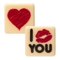 Weiße Schokoladenschilder für den Valentinstag - Dekora - 135 Stück