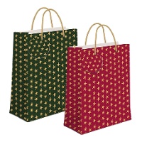 Geschenktasche mit Weihnachtssternen 23 x 18 x 10 cm - 1 Stück