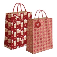 Geschenktasche 45 x 33 x 10 cm Kraftpapier mit Schneemuster - 1 Stück