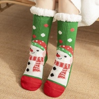 Schneemann-Socken mit Schaffell - 1 Paar
