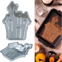 Metall-Backform in Form eines gruseligen Hauses, 27 x 21 cm