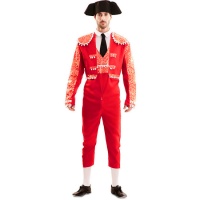 Rotes Torero-Kostüm mit Montera für Erwachsene