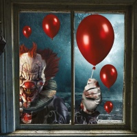 Killer Clown Fensterdekoration 30 x 40 cm - 2 Blätter