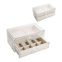 Transparenter Schmuckkasten in Schubladenform mit 2 Ebenen, 19 x 11,2 x 9 cm