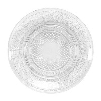 Dessertteller aus graviertem, durchsichtigem Glas, 14,5 cm