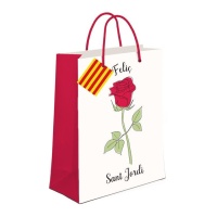 Geschenktüte für Sant Jordi 14 x 11,5 x 6,7 cm in Rosa