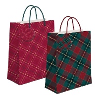 Weihnachts-Tartan-Geschenktüte 23 x 18 x 10 cm - 1 St.
