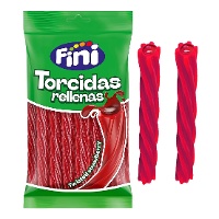 Geflochtenes rotes Lakritz gefüllt mit Erdbeere - Fini - 125 gr