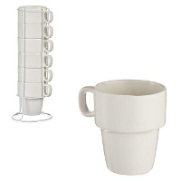 360 ml Tasse mit weißem Stapelgestell - 6 Stück
