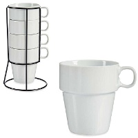 Tasse 350 ml mit schwarzem stapelbarem Halter - 4 Stück